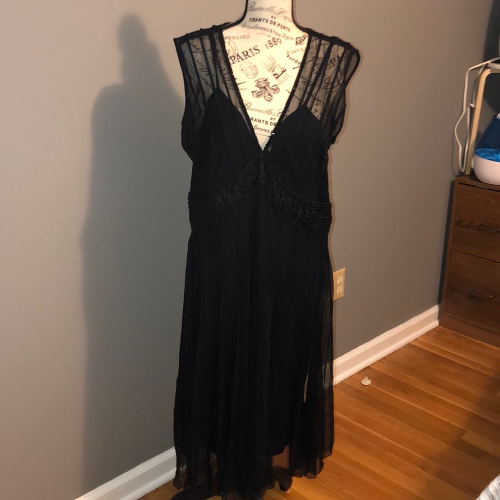 Black Lace & Beaded Cocktail Dress